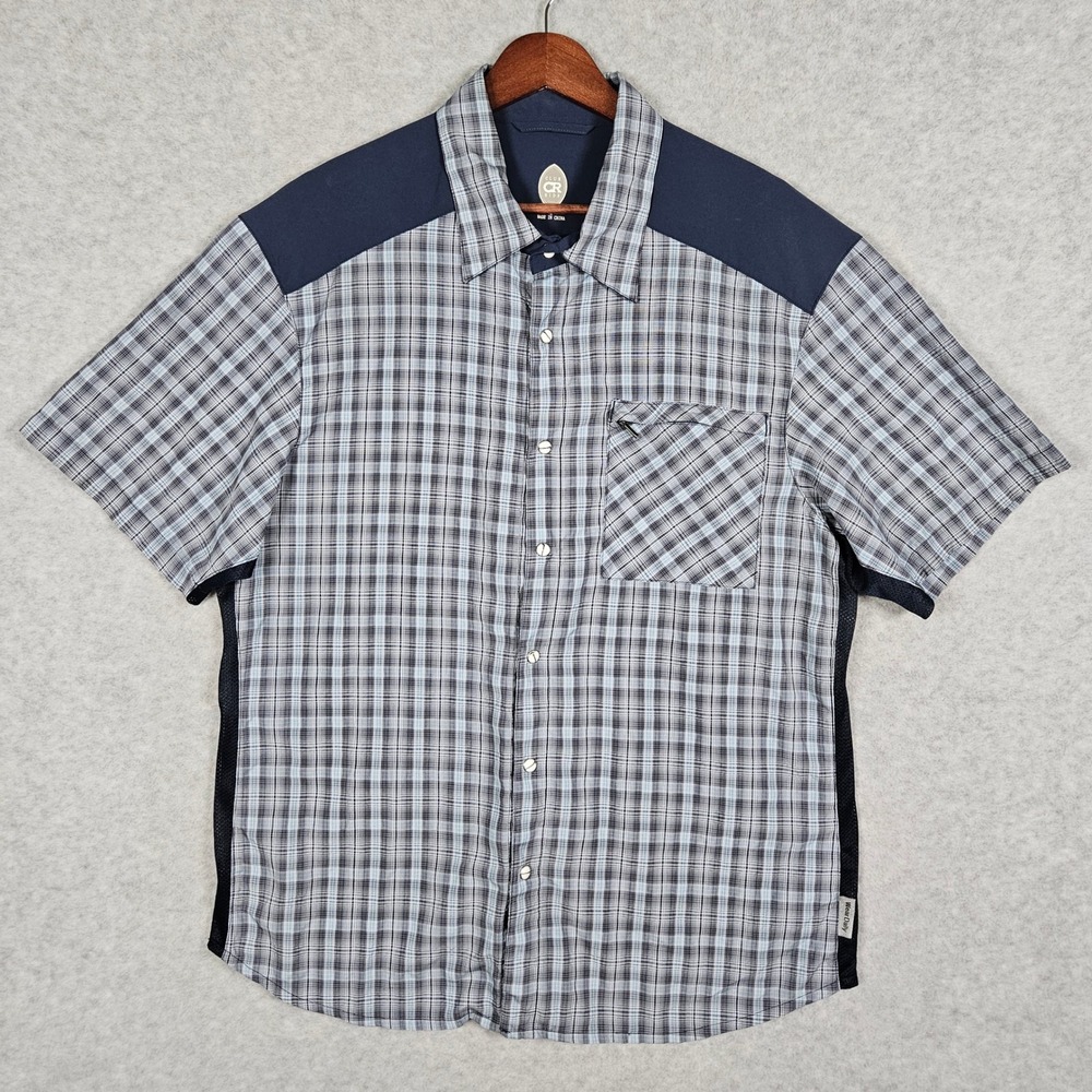 Club Ride New West (Men's Large) Cycling Shirt Blue Plaid Short Sleeve Mesh Vent